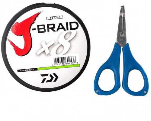 Набор: Шнур и ножницы J-BRAID X8E-W/SC 0.10MM-150M светло-зеленый 40002940