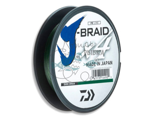 Шнур Daiwa J-Braid X4E 0,33mm-270m Dark Green 12741-133