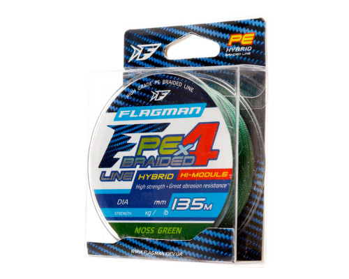 Шнур Flagman PE Hybrid F4 135m MossGreen 0,14mm 7,7кг 17lb 26135-014