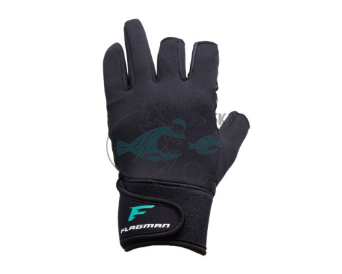 Перчатки спиннингиста Flagman Neoprene обрез 3 пальца Titanium coated M FGT001-M