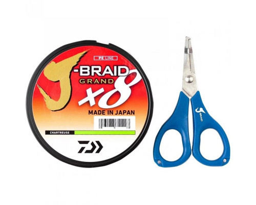 Набор: Шнур и ножницы J-BRAID X8E-W/SC 0.24MM-300M светло-зеленый 40002968