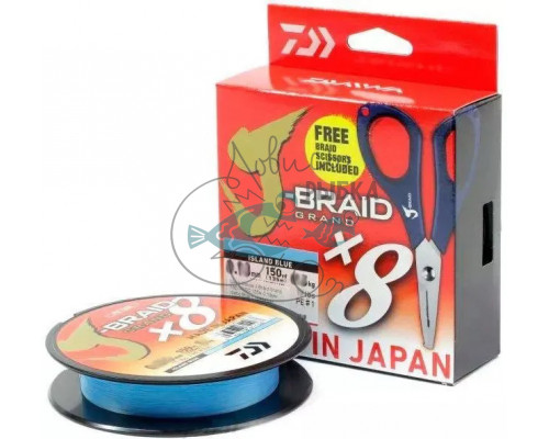 Набор: Шнур и ножницы J-BRAID GRAND X8E-W/SC 0.13MM-135M ISLAND BLUE 40002626
