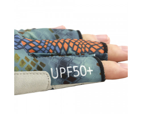Перчатки для рыбалки летние Aquatic UPF50+ (цвет: pike camo blue, размер L/XL) ПЧ-06 L/XL