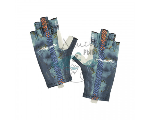 Перчатки для рыбалки летние Aquatic UPF50+ (цвет: pike camo blue, размер S/M) ПЧ-06 S/M