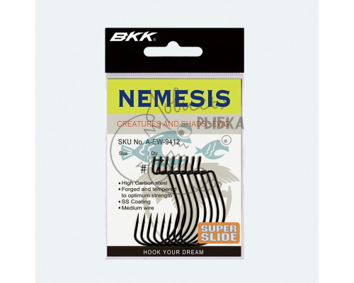 Крючок офсетный BKK Nemesis 9004 (A-EW-9411) #1/0 (8шт)