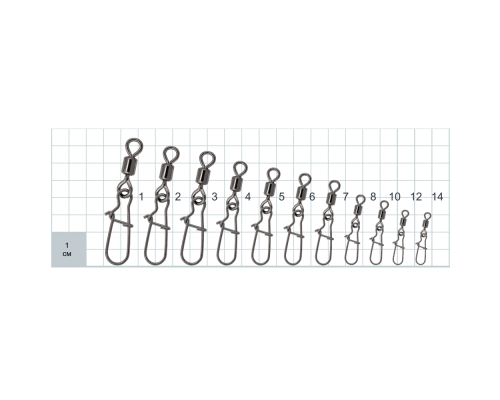 Застежка с вертлюгом Rolling swivel/Nice Snap BN #8 10шт. Sws-1000-008